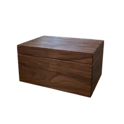 rectangular walnut storage box, background removed by Letti