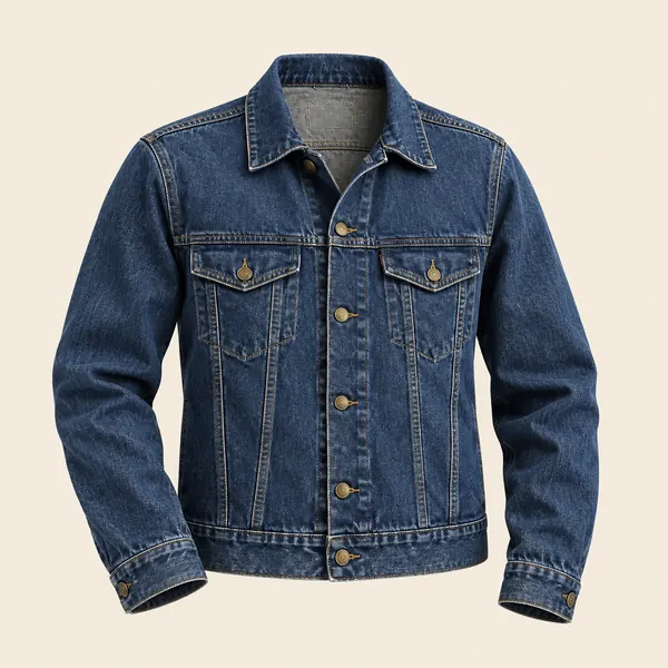 Denim jacket shown as if worn, AI concept